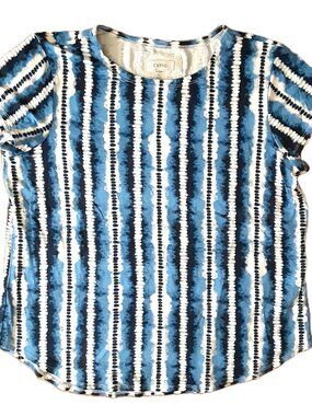 Cupio Top XL Short Sleeve Pullover Striped Multicolor Viscose Blend Easy Care